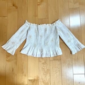 ZARA Off the Shoulder Smocked Top